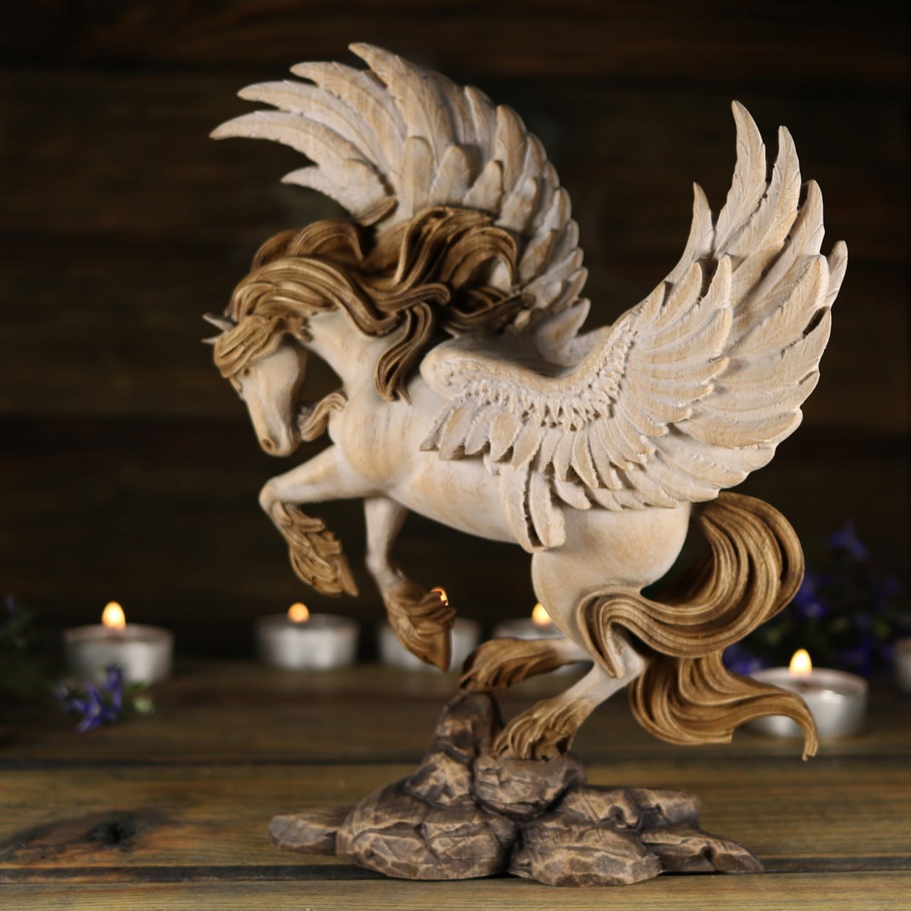 Pegasus Wooden Statue Greek
