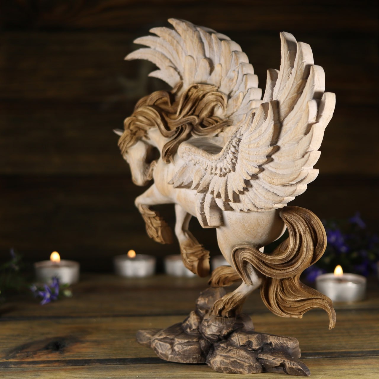 Pegasus Wooden Statue Greek