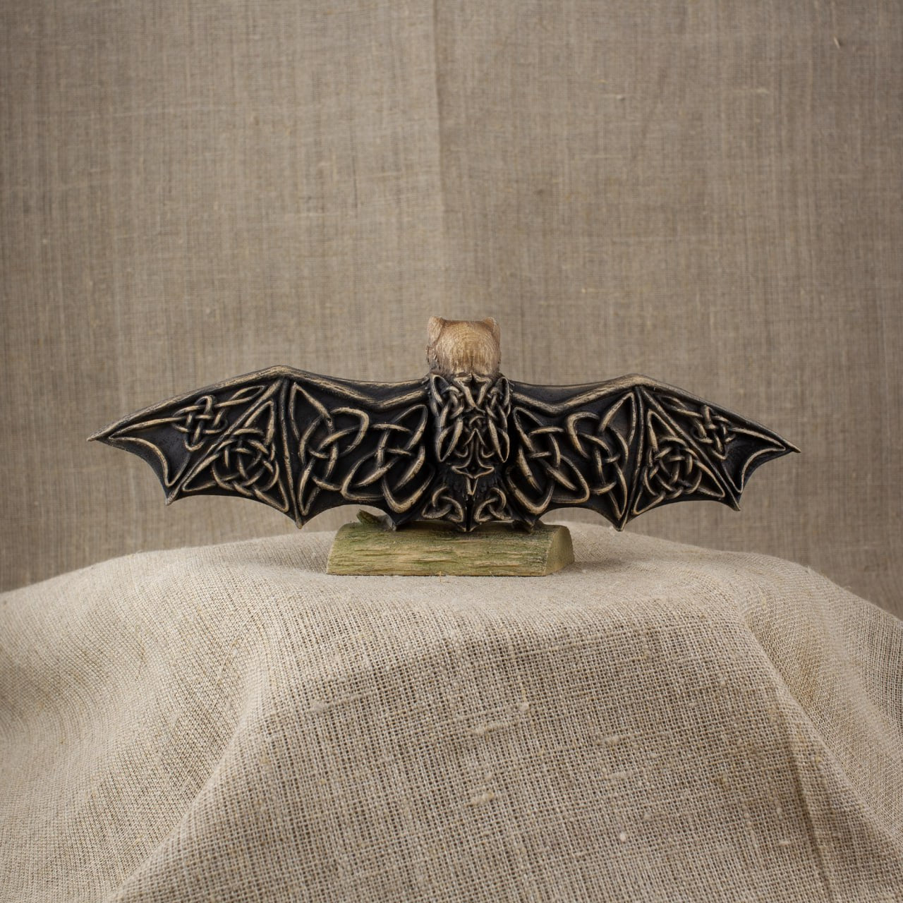 Bat Wooden Sculpture Enchanting: Capturing the Magic of Norse and Celtic Mythology