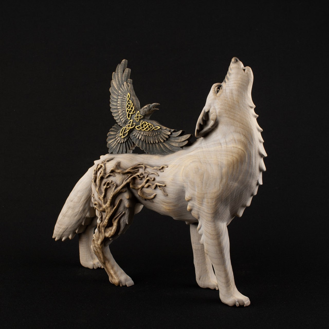 Raven & Wolf: Norse Mythology Statue