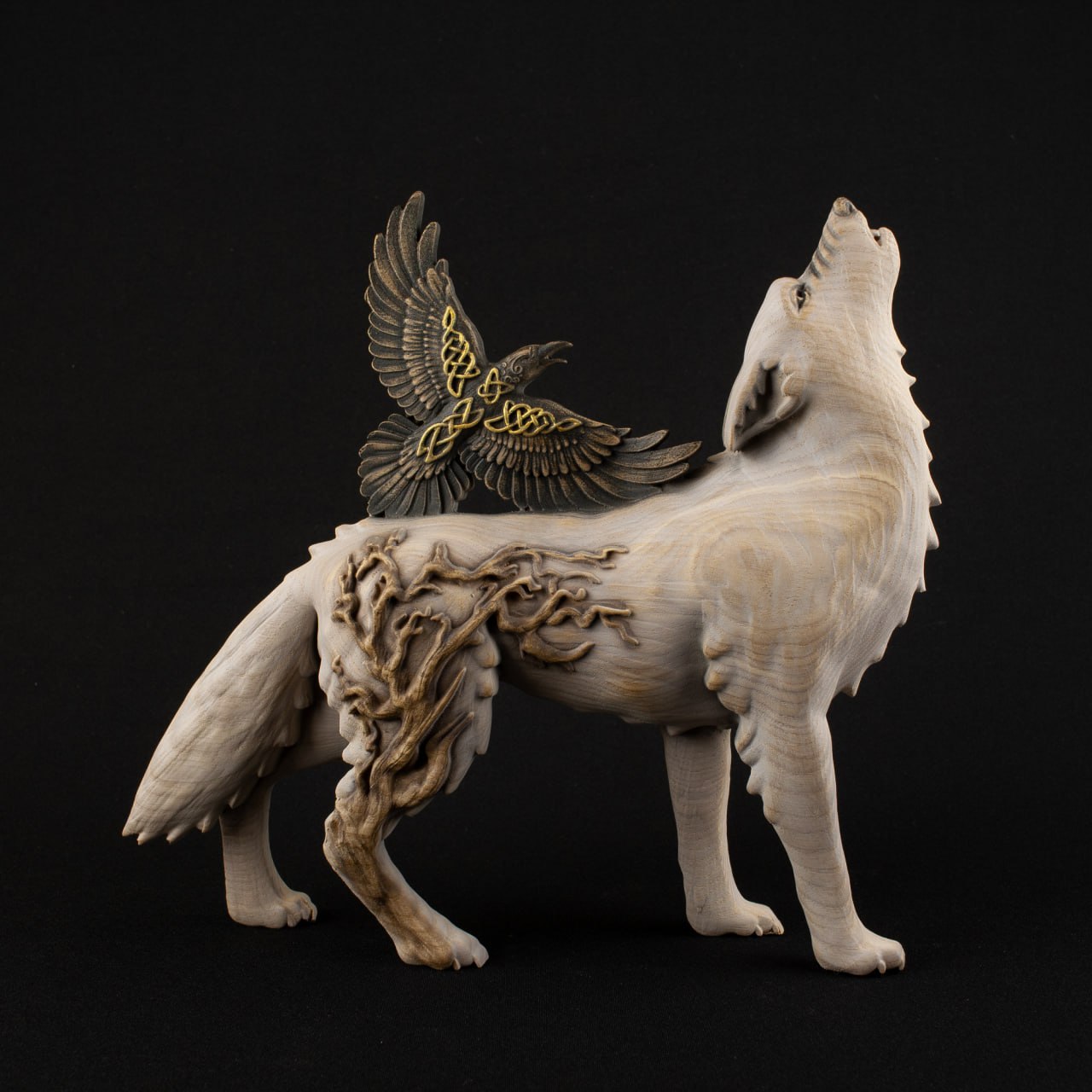 Raven & Wolf: Norse Mythology Statue
