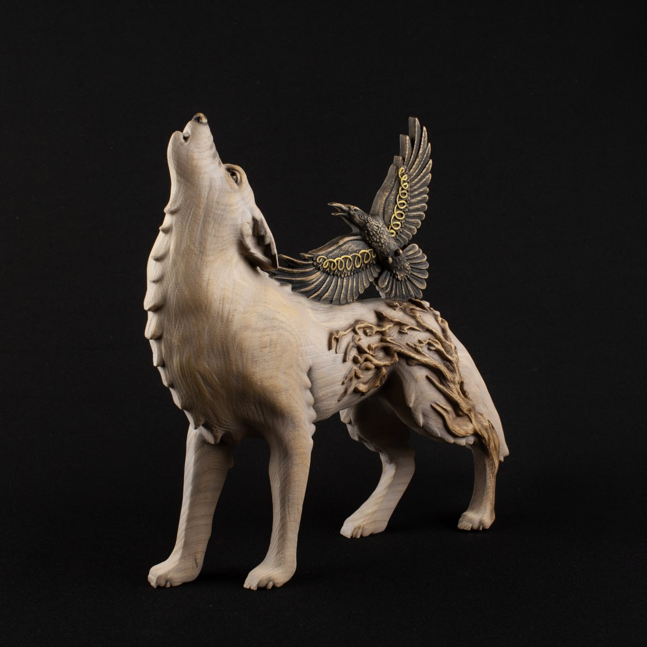 Raven & Wolf: Norse Mythology Statue