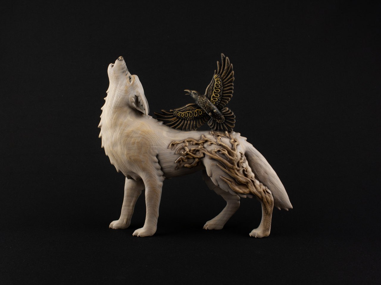 Raven & Wolf: Norse Mythology Statue