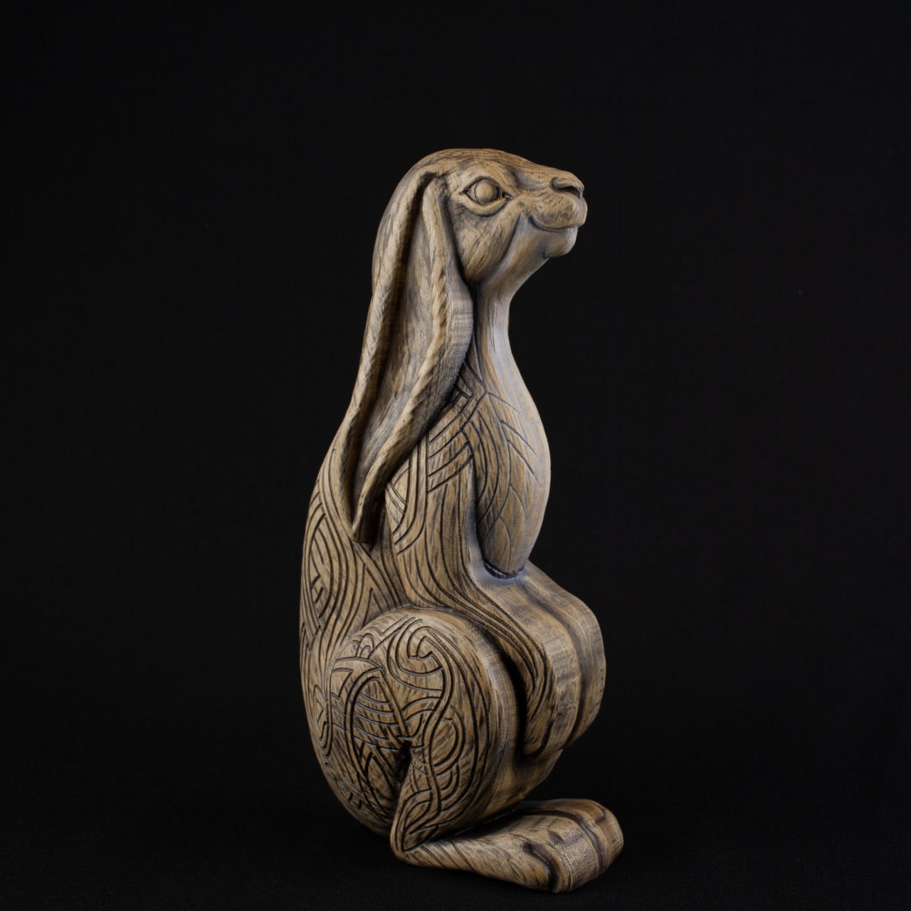 Rabbit Wooden Statue Norse Pagan : Symbol of Life & Fertility