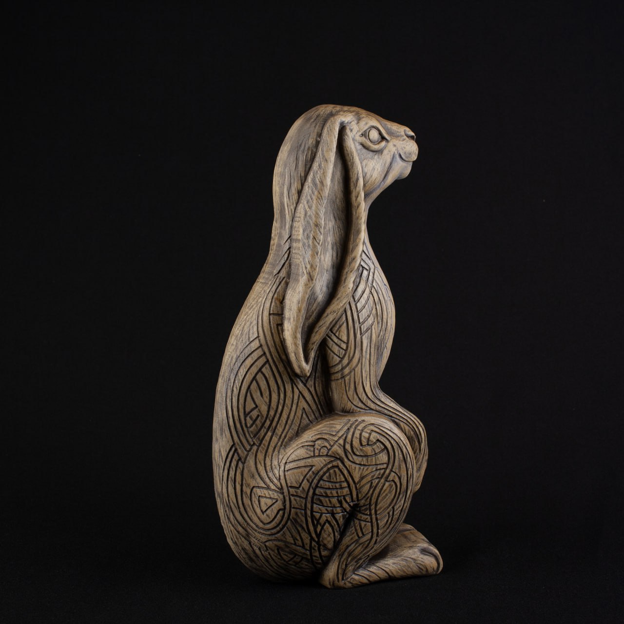 Rabbit Wooden Statue Norse Pagan : Symbol of Life & Fertility