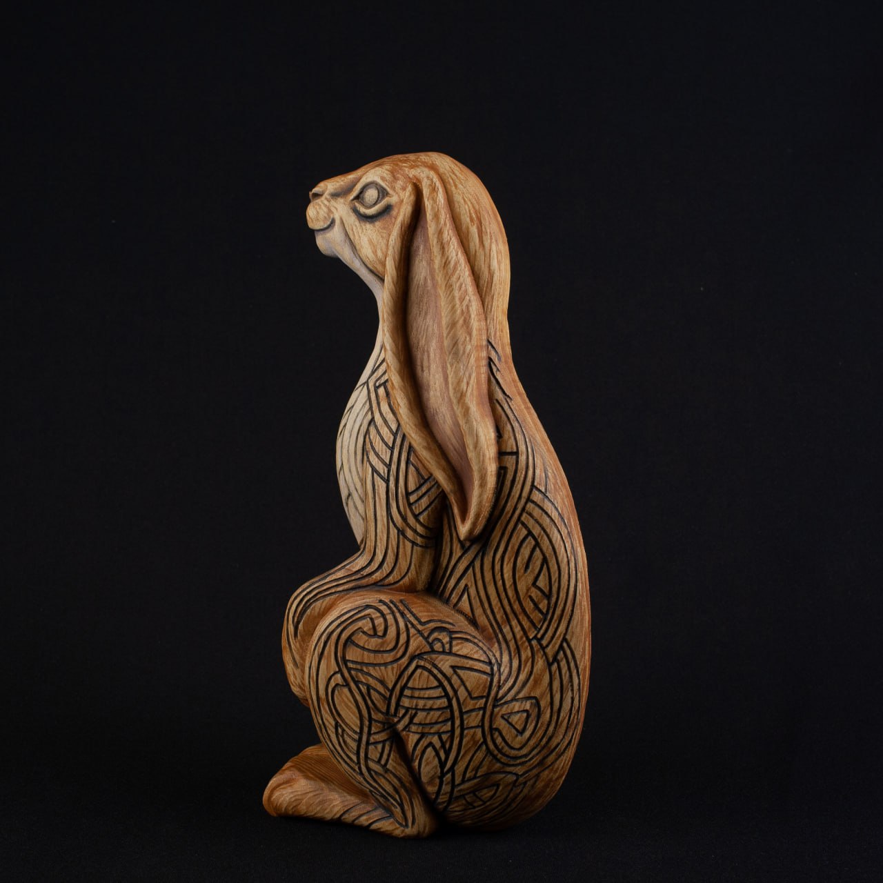 Rabbit Wooden Statue Norse Pagan : Symbol of Life & Fertility