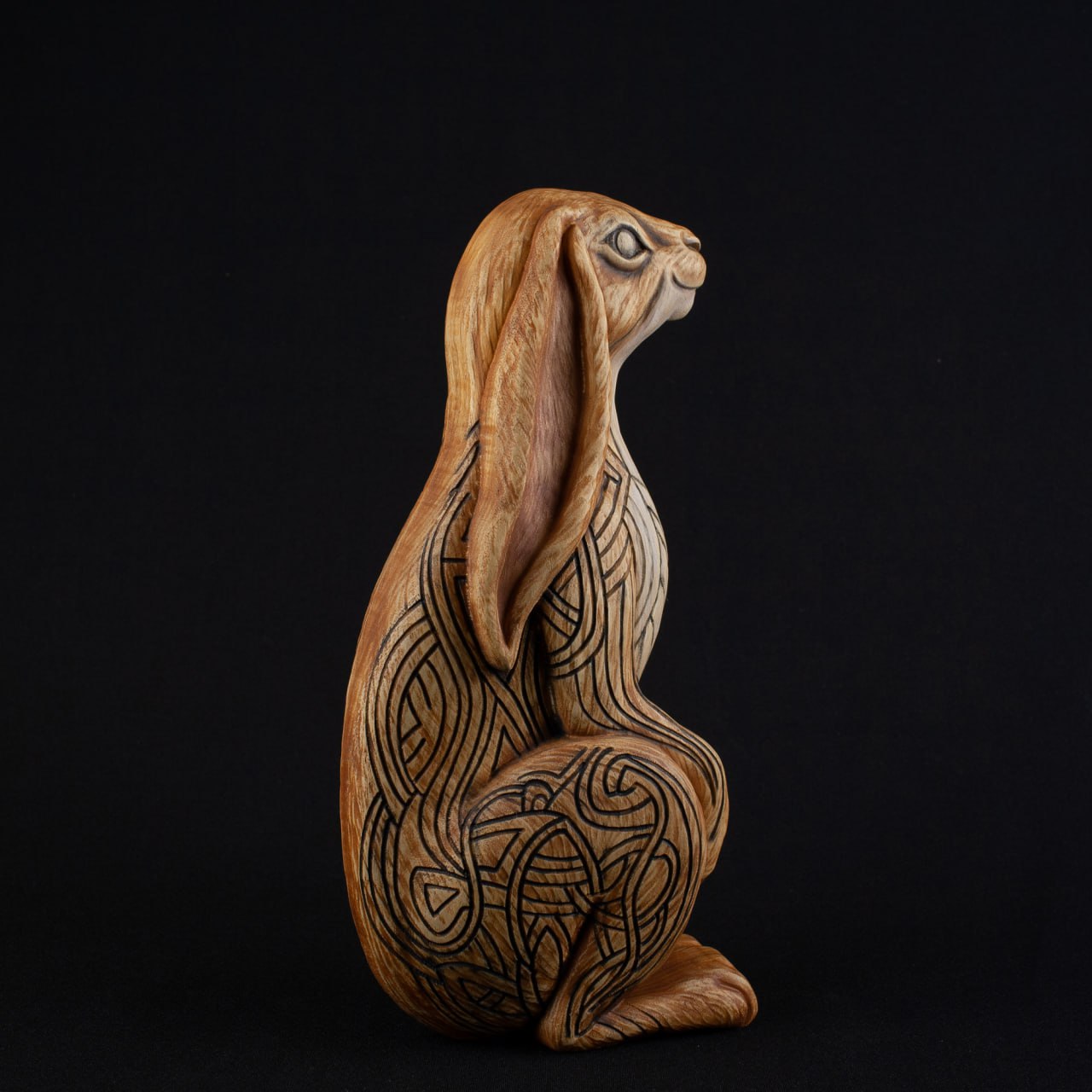 Rabbit Wooden Statue Norse Pagan : Symbol of Life & Fertility