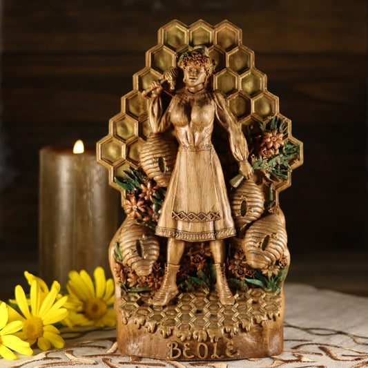 Béole Bee Bees Goddess Statue Norse- Wooden Sculpture