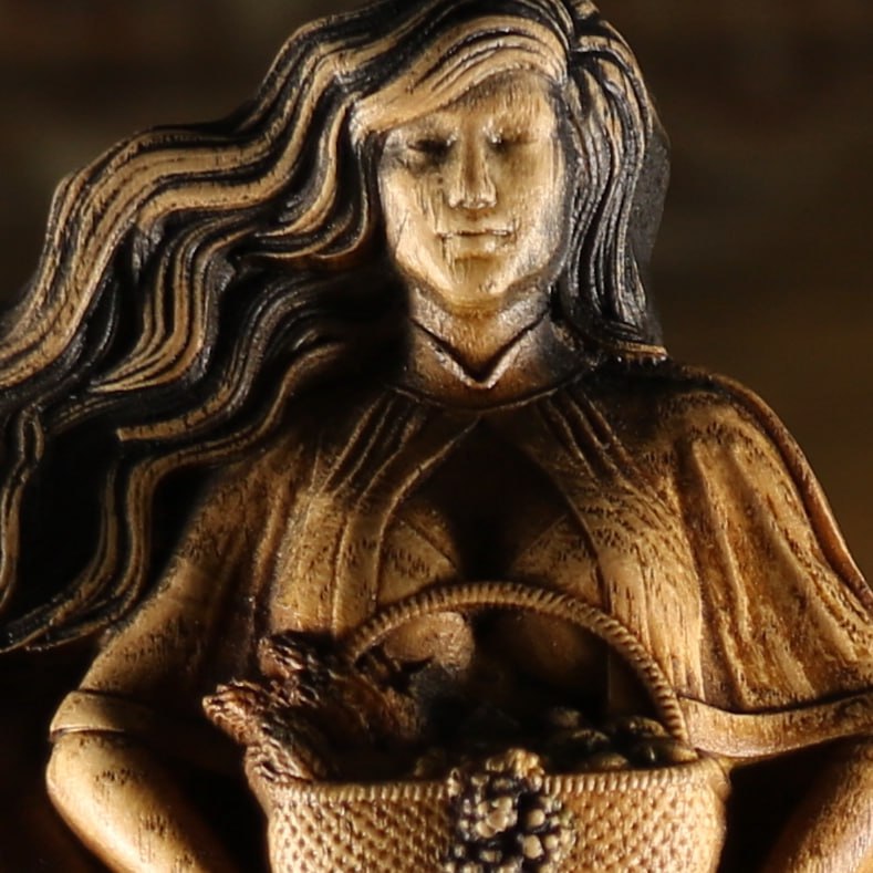 Nehalennia Sea goddess Wooden statue Celtic goddess