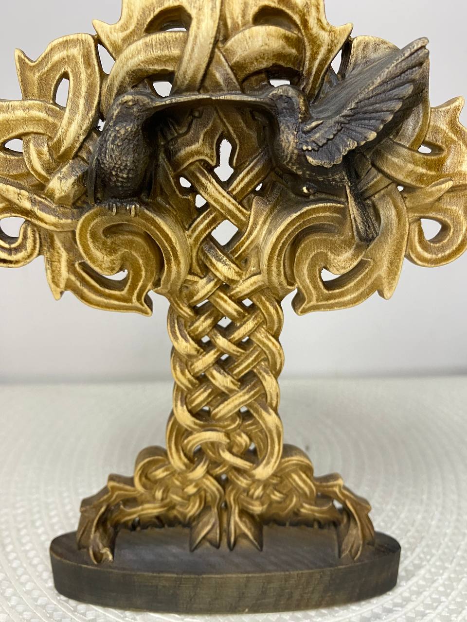 Celtic Tree of Life with Birds | Hand-Carved Ash Wood Knotwork