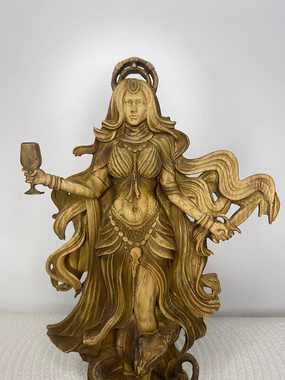 Lamia Statue/Moon Serpent Goddess/ Greek Mythology Wooden Sculpture | Dark Feminine Energy Totem | Pagan Decor