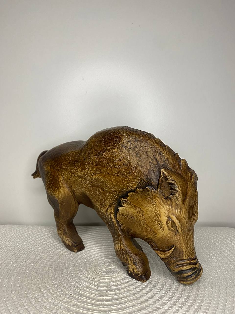 Boar Figurine Rustic Wooden