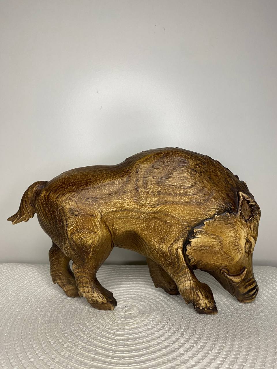 Boar Figurine Rustic Wooden