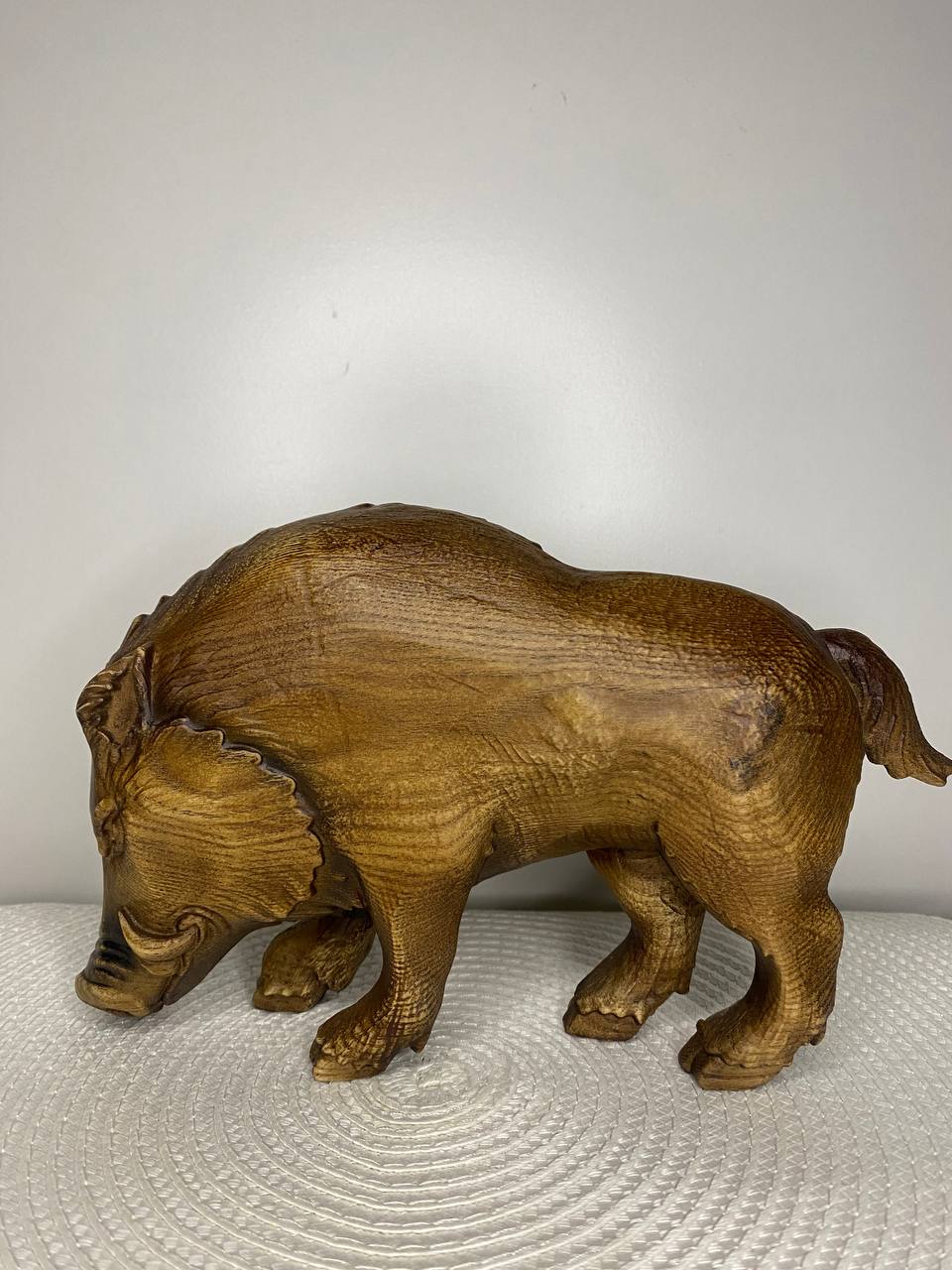 Boar Figurine Rustic Wooden