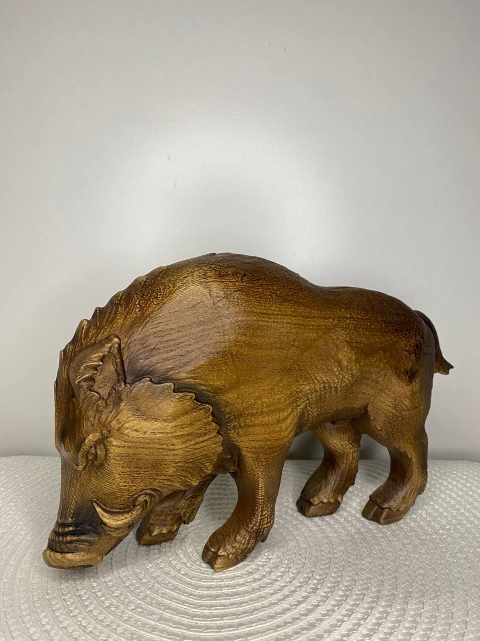 Boar Figurine Rustic Wooden