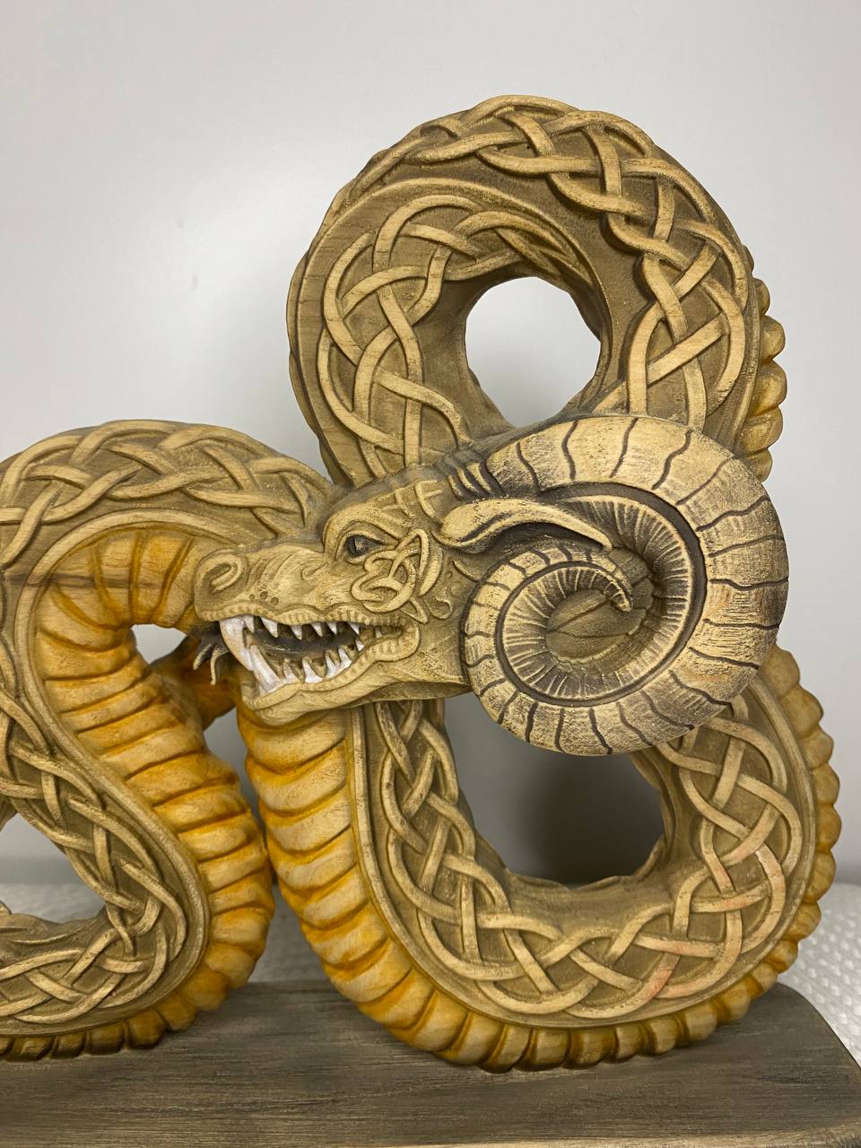 Snake Deity Cernunnos Hornedin Celtic and Norse Mythology Handcrafted Wooden Statue