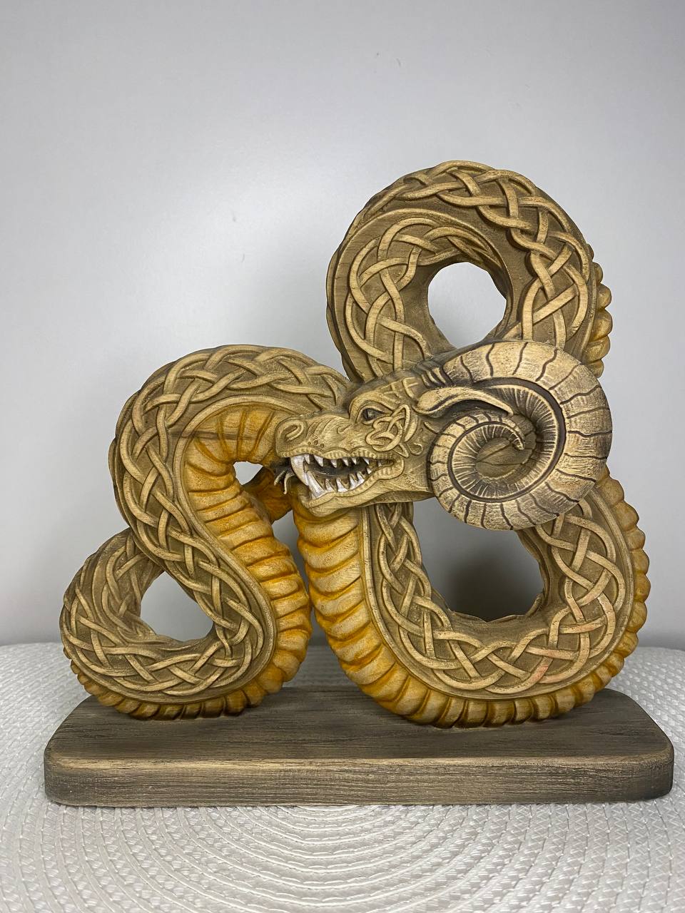 Snake Deity Cernunnos Hornedin Celtic and Norse Mythology Handcrafted Wooden Statue