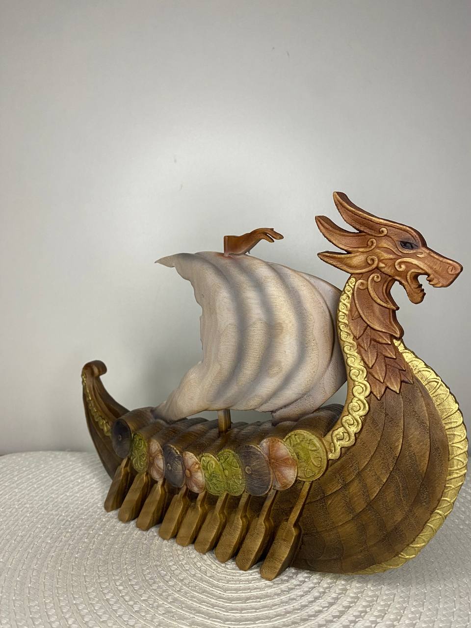 Dragon Drakkar Odin Viking Longship - Figurine Wooden