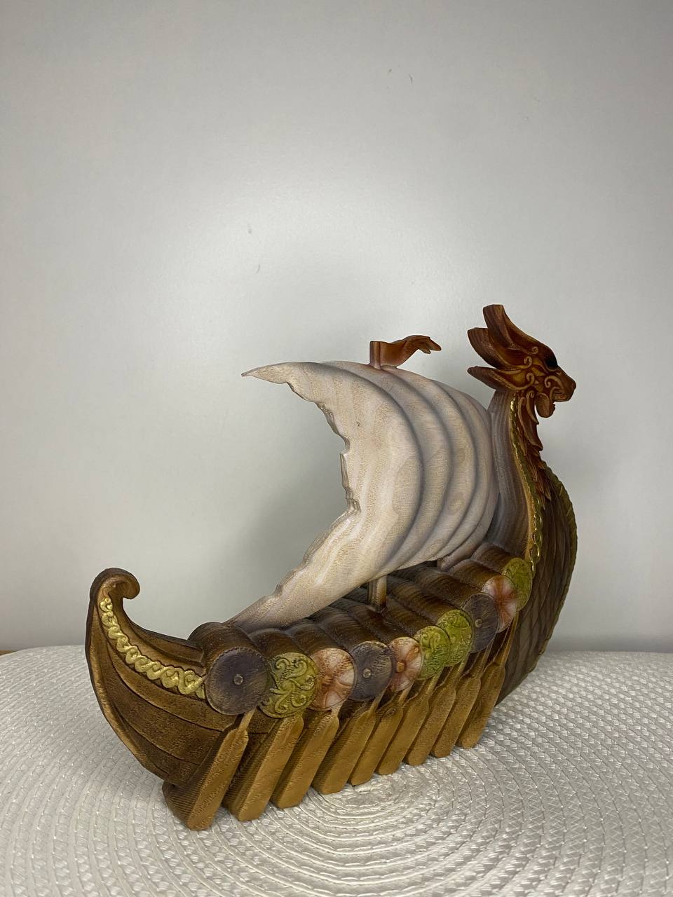 Dragon Drakkar Odin Viking Longship - Figurine Wooden