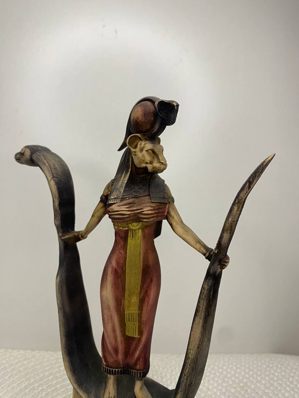 Sekhmet Statue - Wooden Egyptian Goddess Sculpture