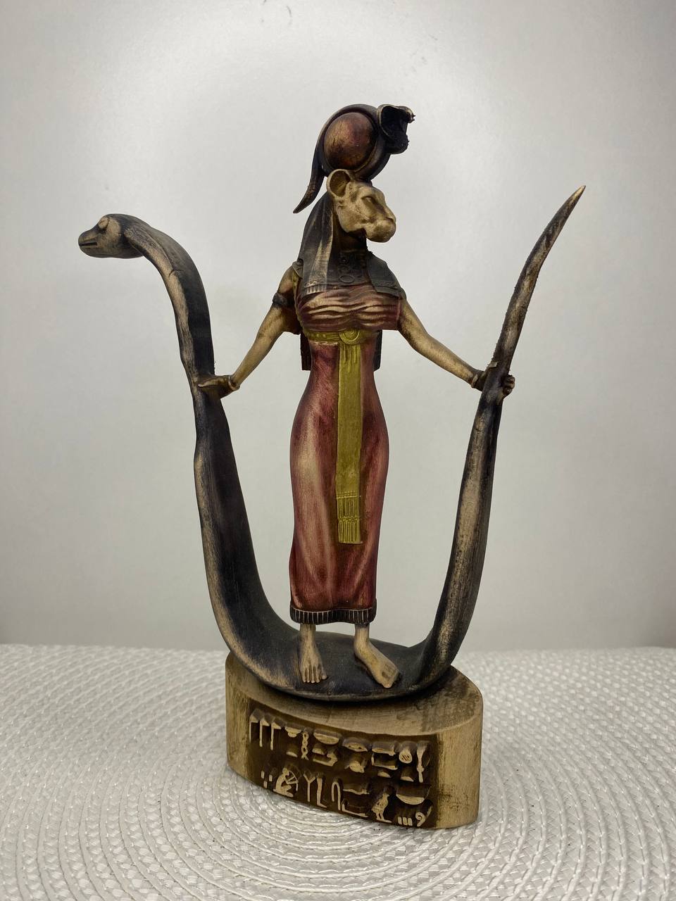 Sekhmet Statue - Wooden Egyptian Goddess Sculpture