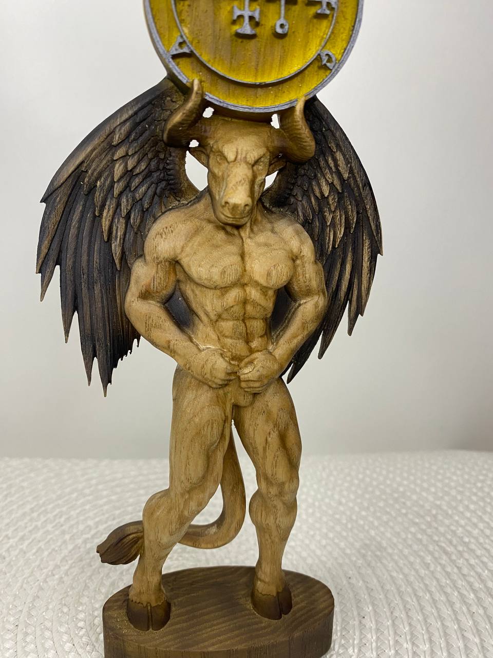King Zagan Statue: Wooden Demon from Goetia Occult Decor, Sigil Zagan Pagan Altar