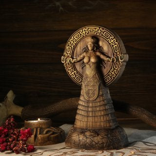 Wooden Minoan Statue - Snake Goddess Statue