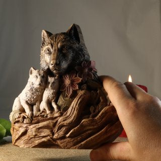 Wolf statue Wolf carving Shewolf Wolf figurine Wolf decor Animal statue Woodland anial Wolf gift Wolf family Wood wolf Wood carving Wolf art