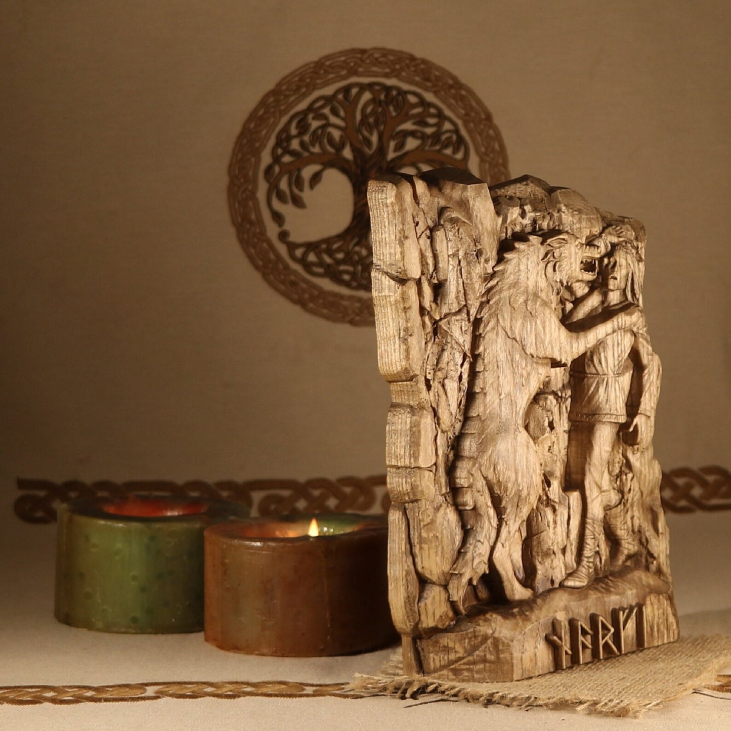 Norse Pagan Art Narvi or Narfi - Wooden Loki's Son