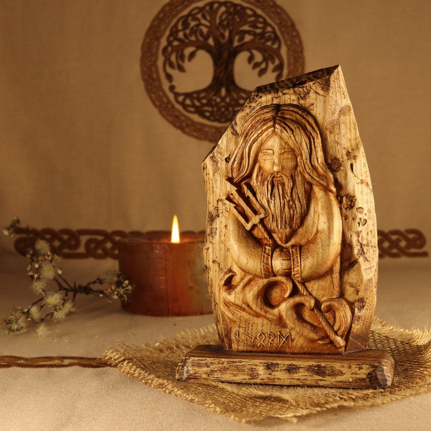 Njord Wood carving Wood norsе рagan Mini statue
