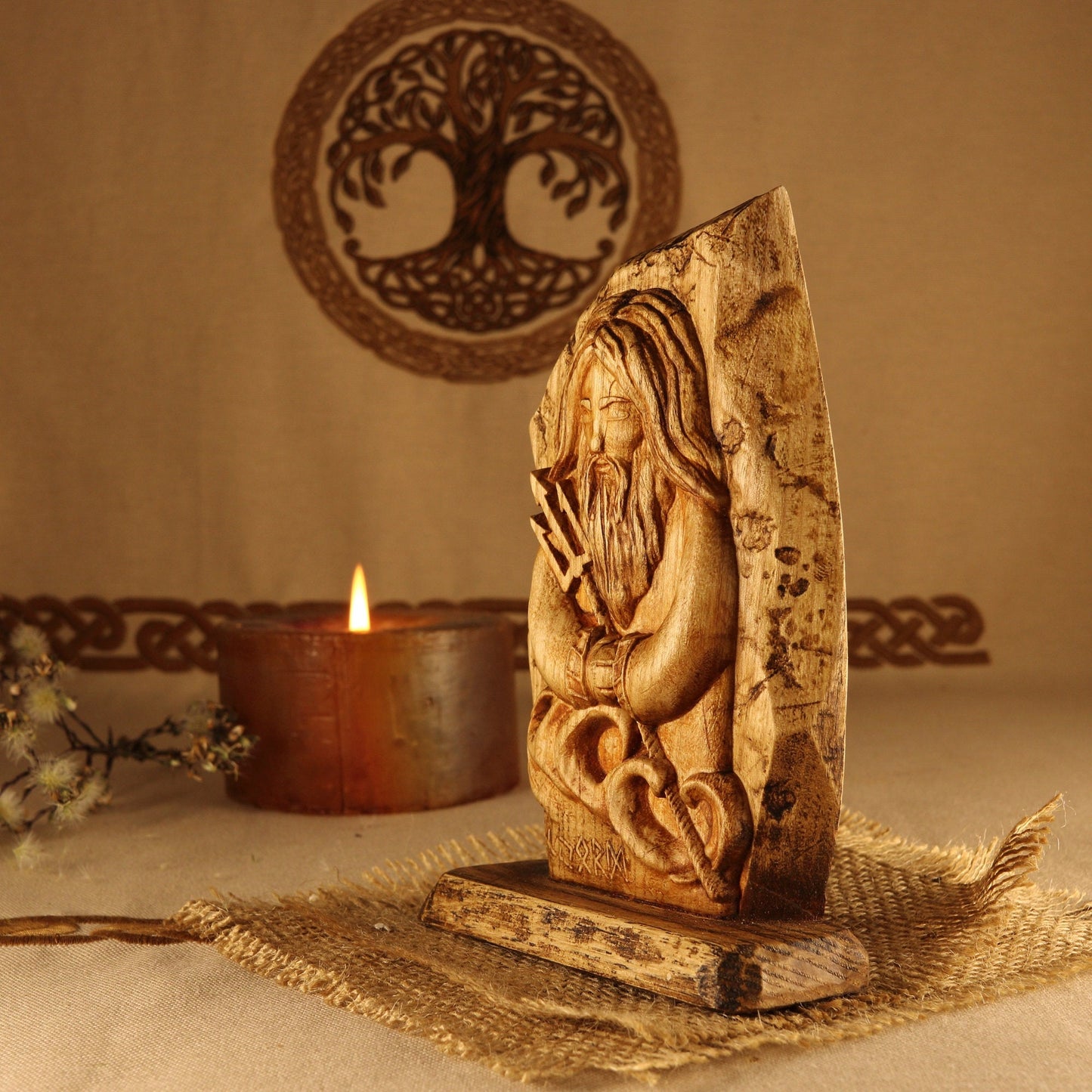 Njord Wood carving Wood norsе рagan Mini statue