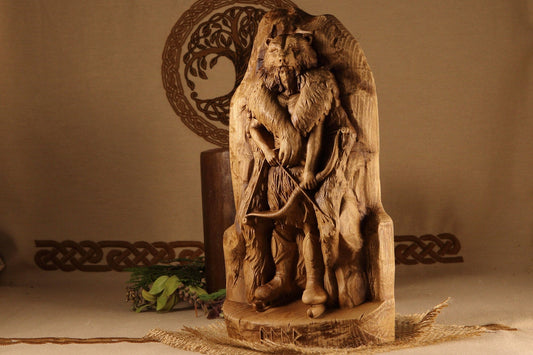 Ullr, Carved wood statue, God and goddess statue altar, Idol