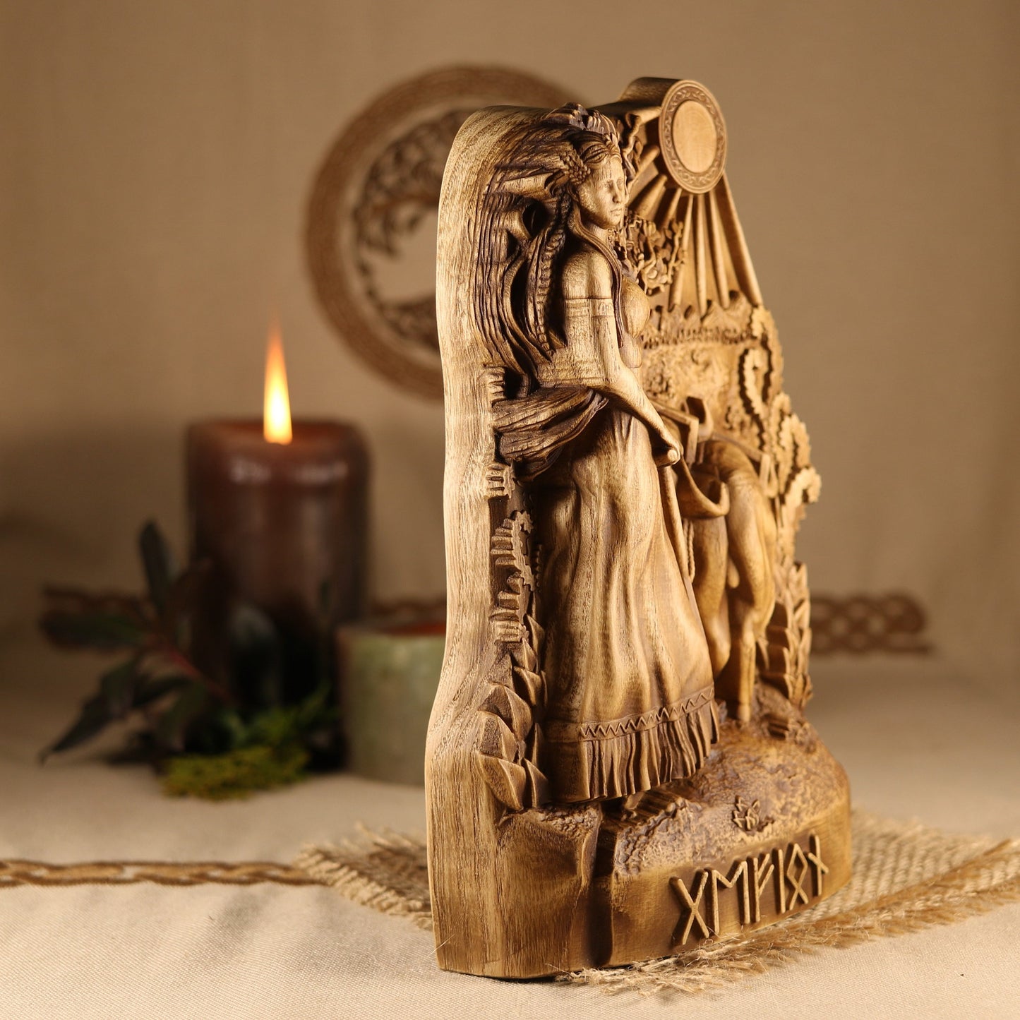 Gefjon Goddess Statue for Altar - Norse Pagan Altar