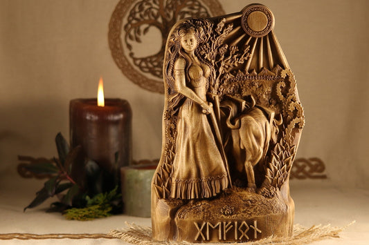 Gefjon Goddess Statue for Altar - Norse Pagan Altar