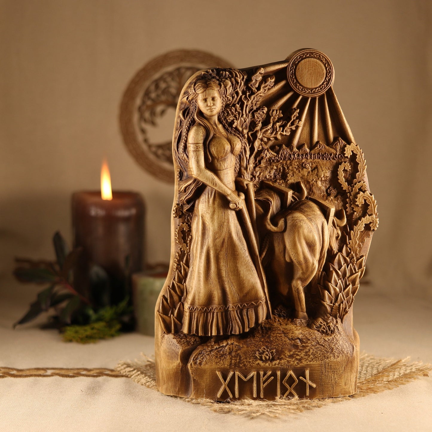 Gefjon Goddess Statue for Altar - Norse Pagan Altar