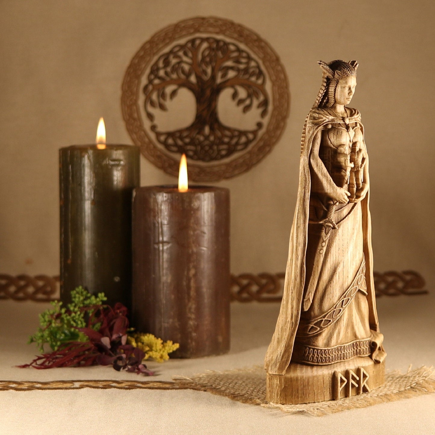 Wooden Valkyrie Pagan Decor for Home