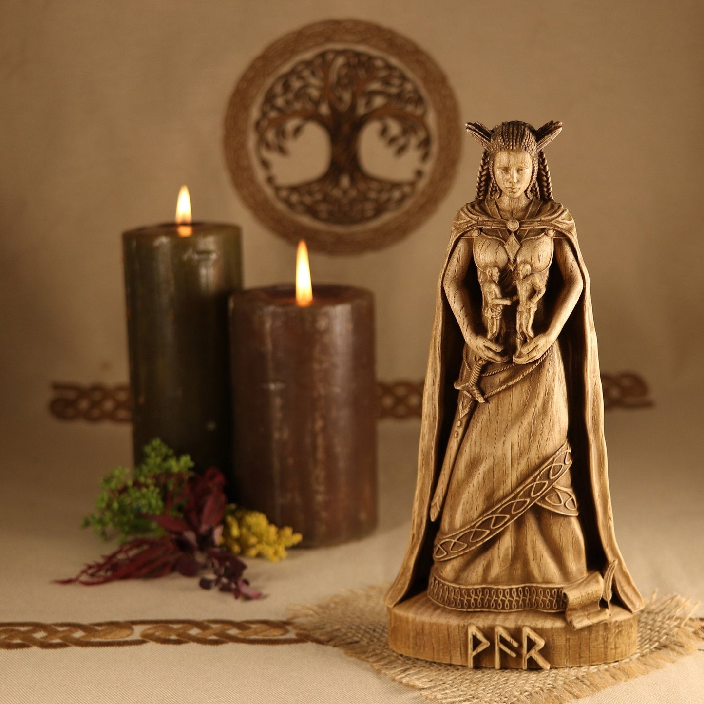 Wooden Valkyrie Pagan Decor for Home