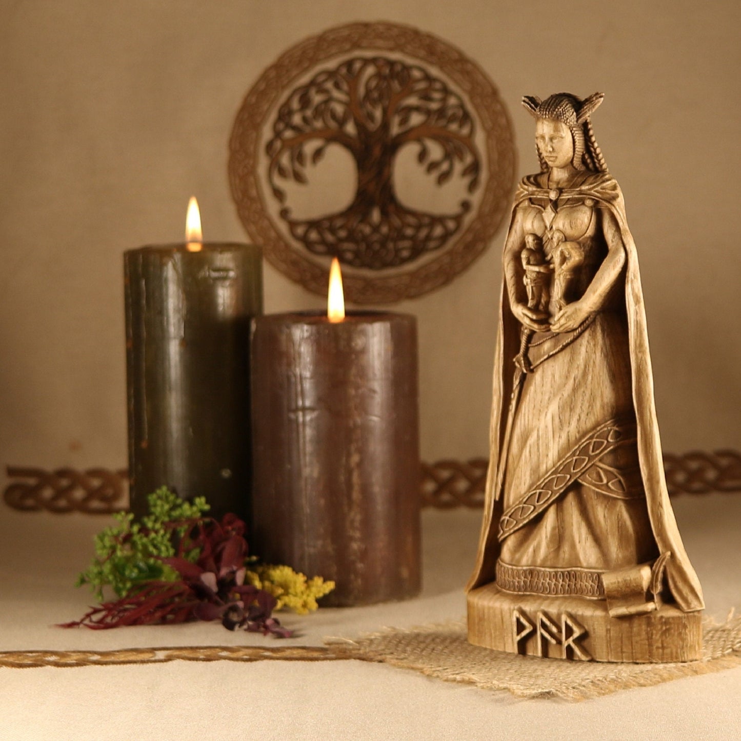 Wooden Valkyrie Pagan Decor for Home