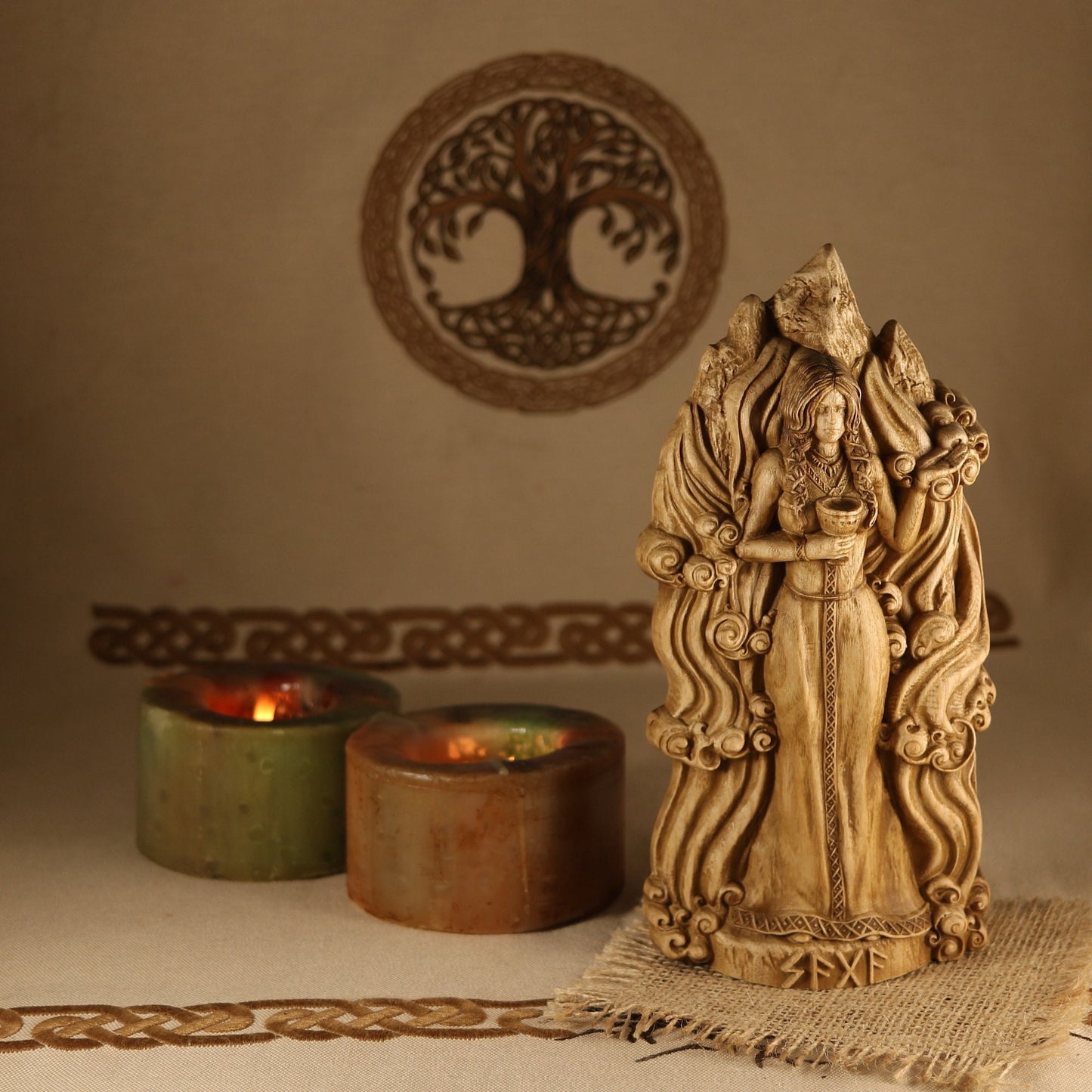 Saga Wooden Norse God Statue