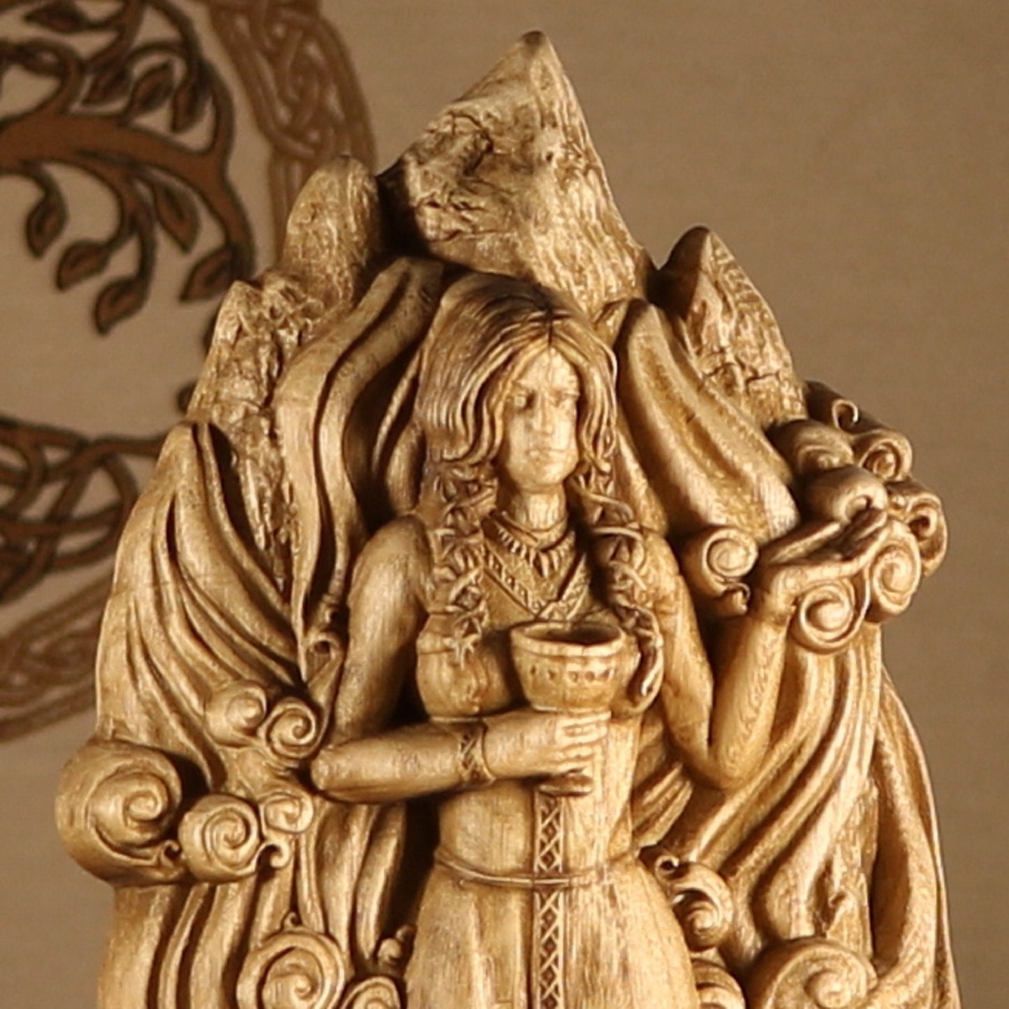Saga Wooden Norse God Statue