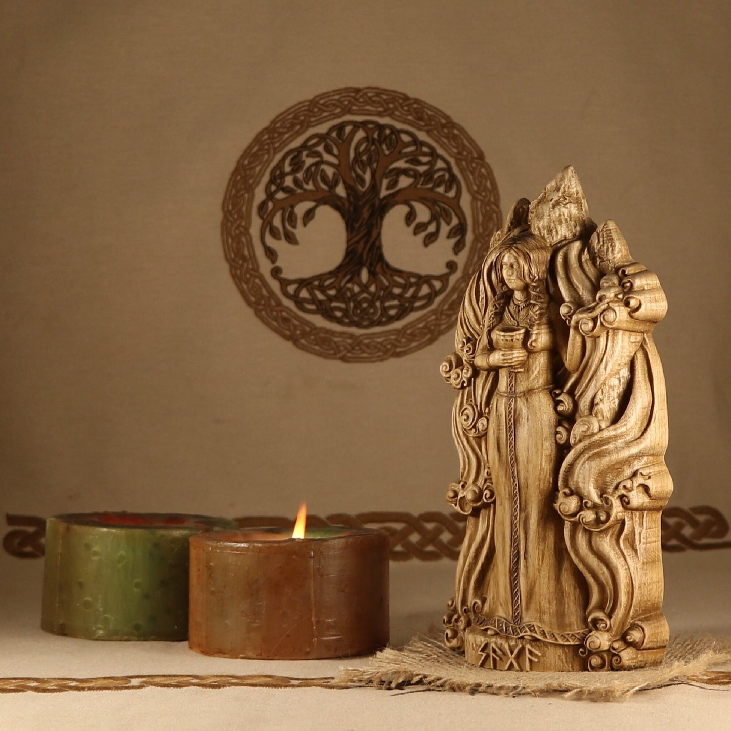 Saga Wooden Norse God Statue