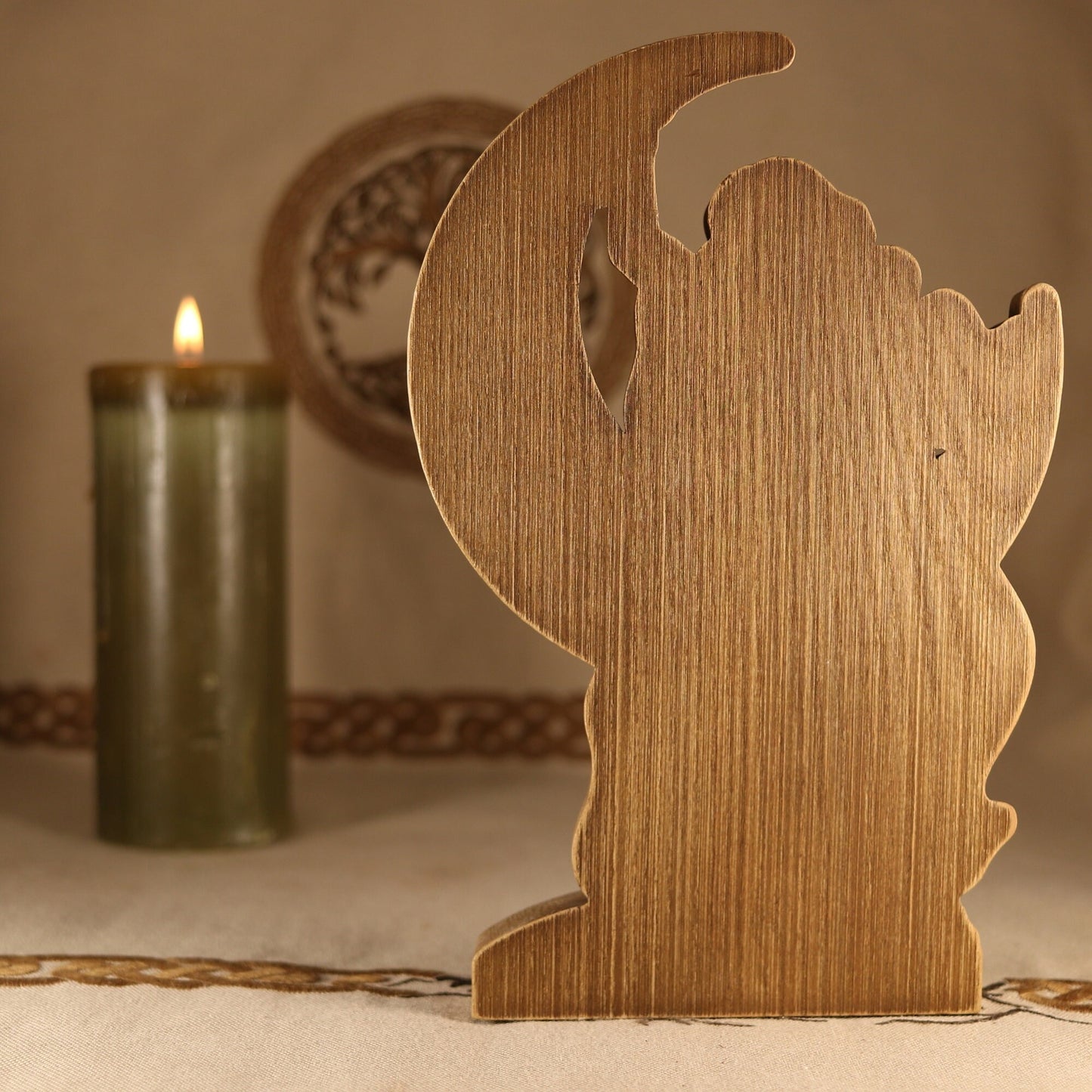 Wooden Goddess Statue with Triple Moon