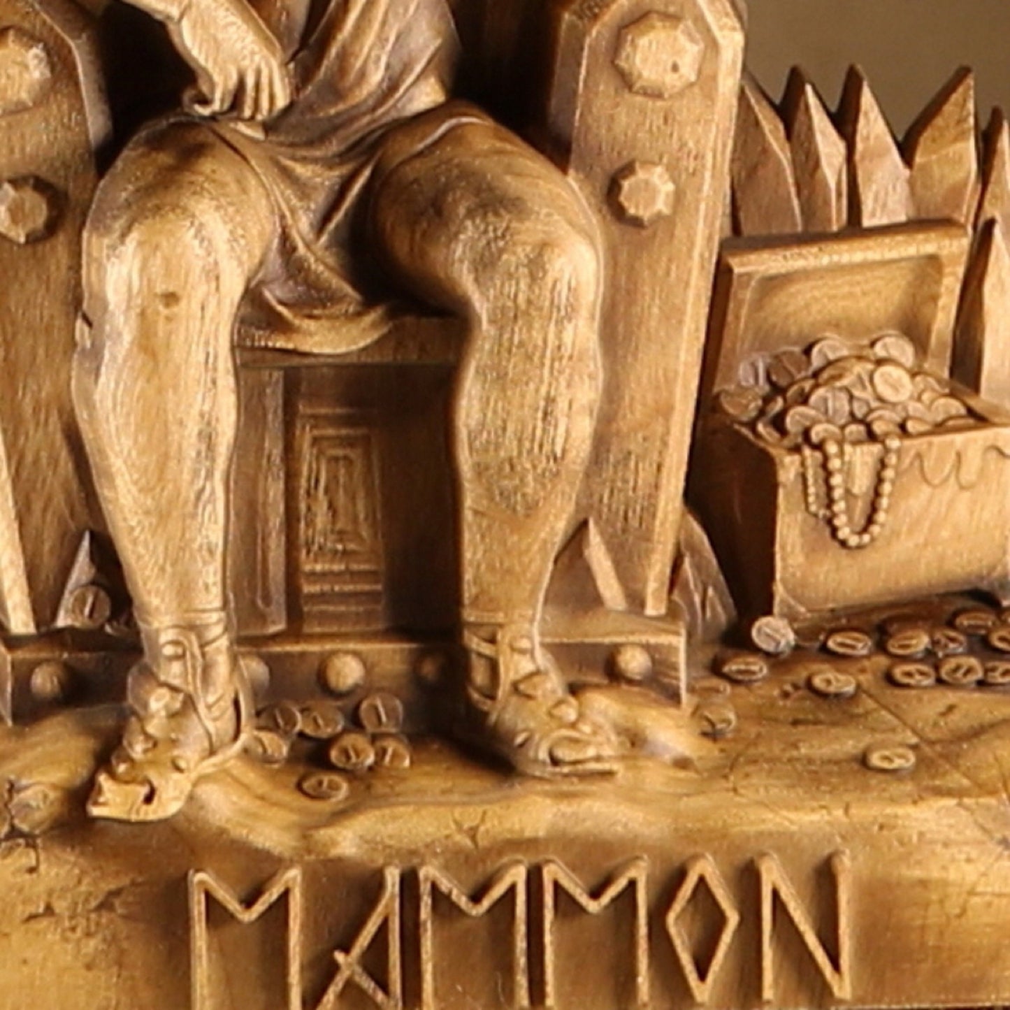 Mammon, Demon, Wooden statue