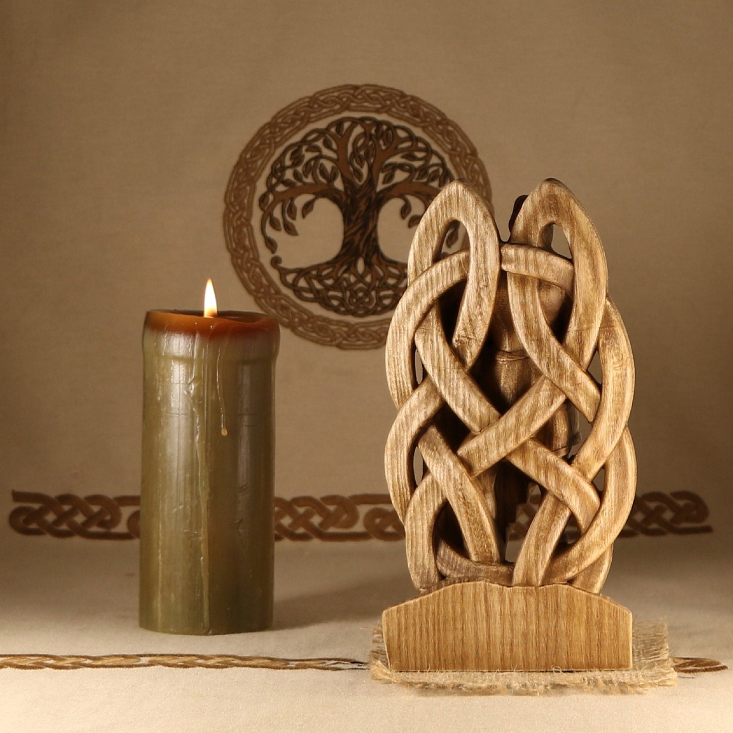 Bragi Statue - Wooden Norse Mythology Sculpture