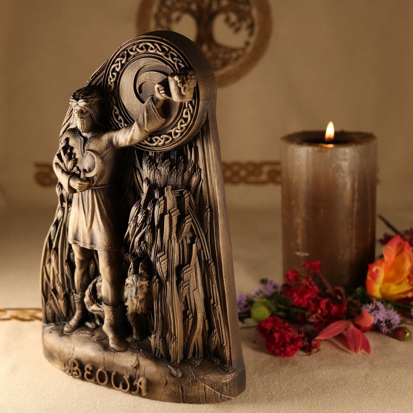 Beowa Agriculture Statue - Wooden Saxon God