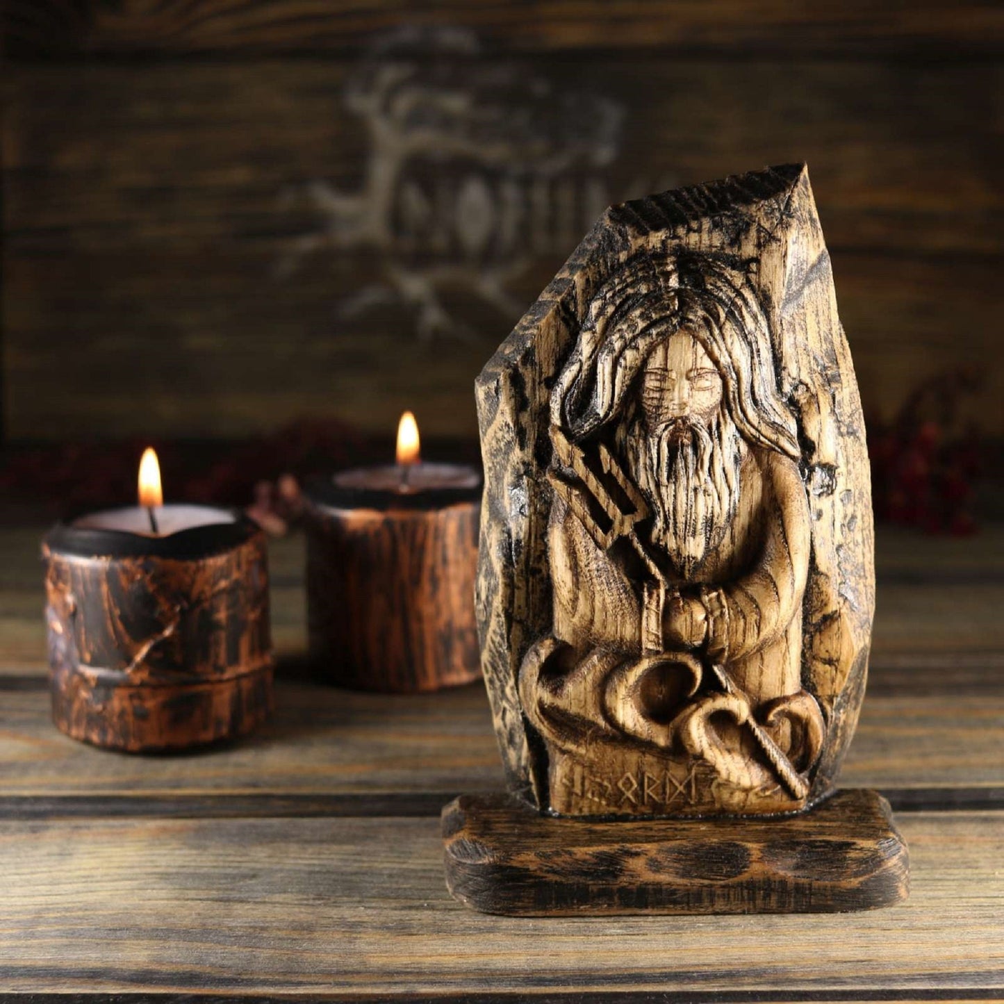 Njord Wood carving Wood norsе рagan Mini statue