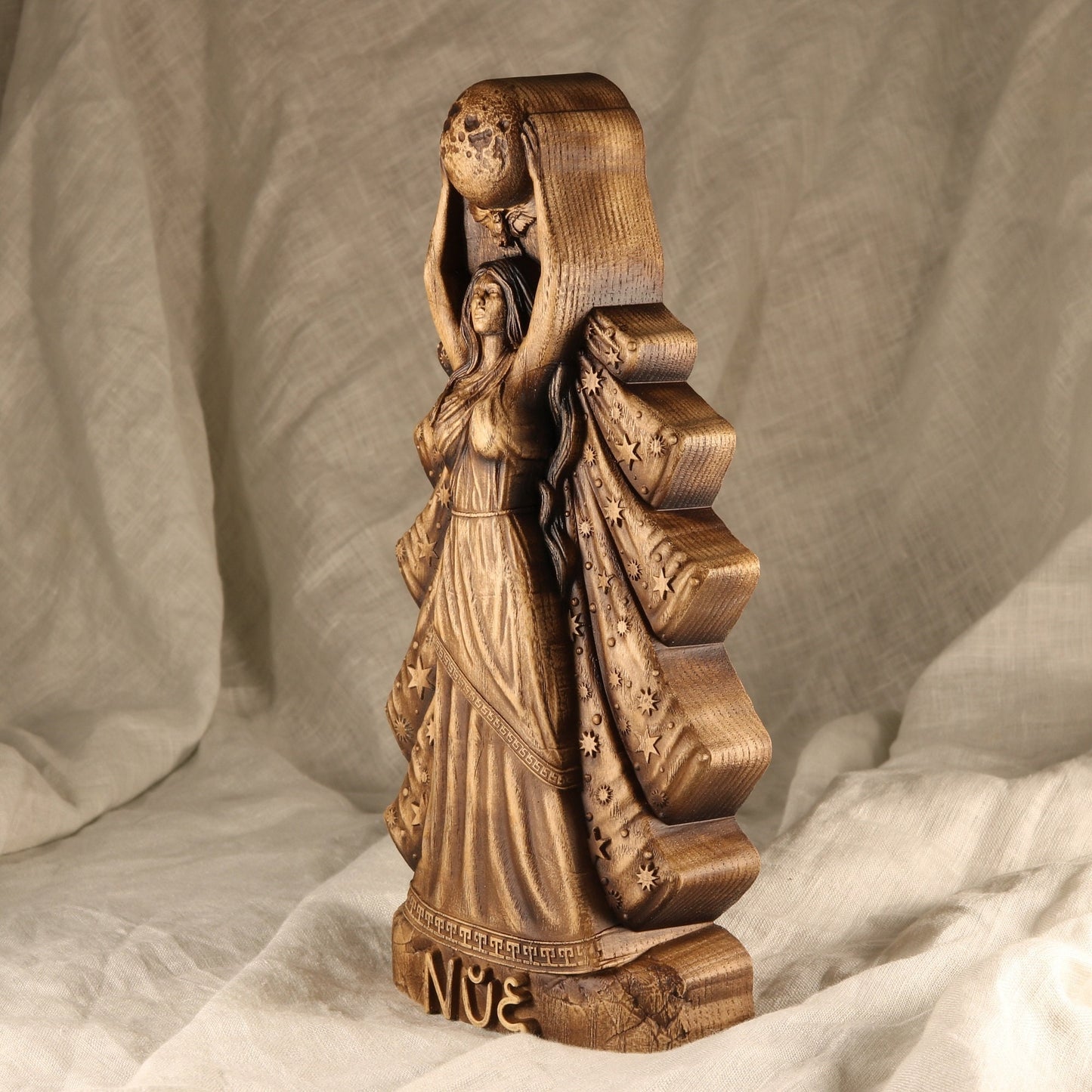 Nyx Statue - Wooden Greek Goddess Sculpture