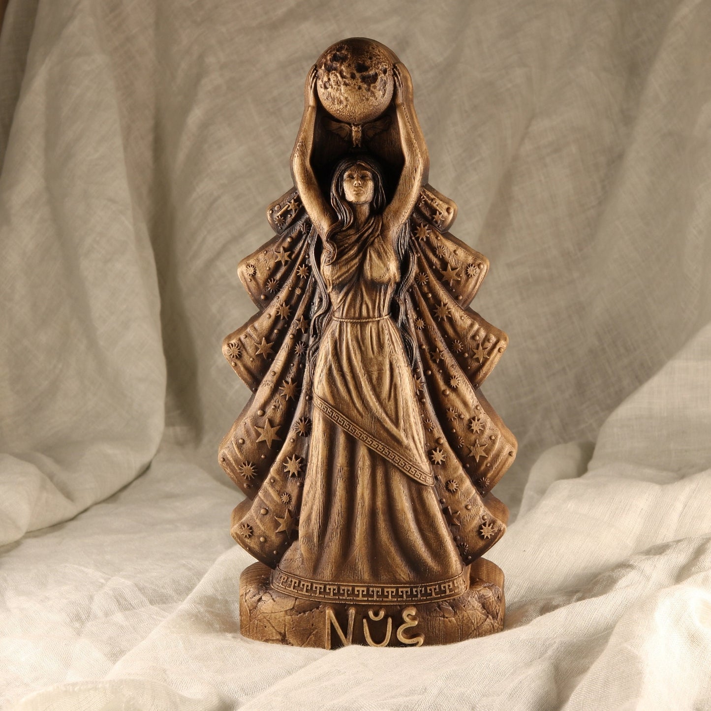 Nyx Statue - Wooden Greek Goddess Sculpture