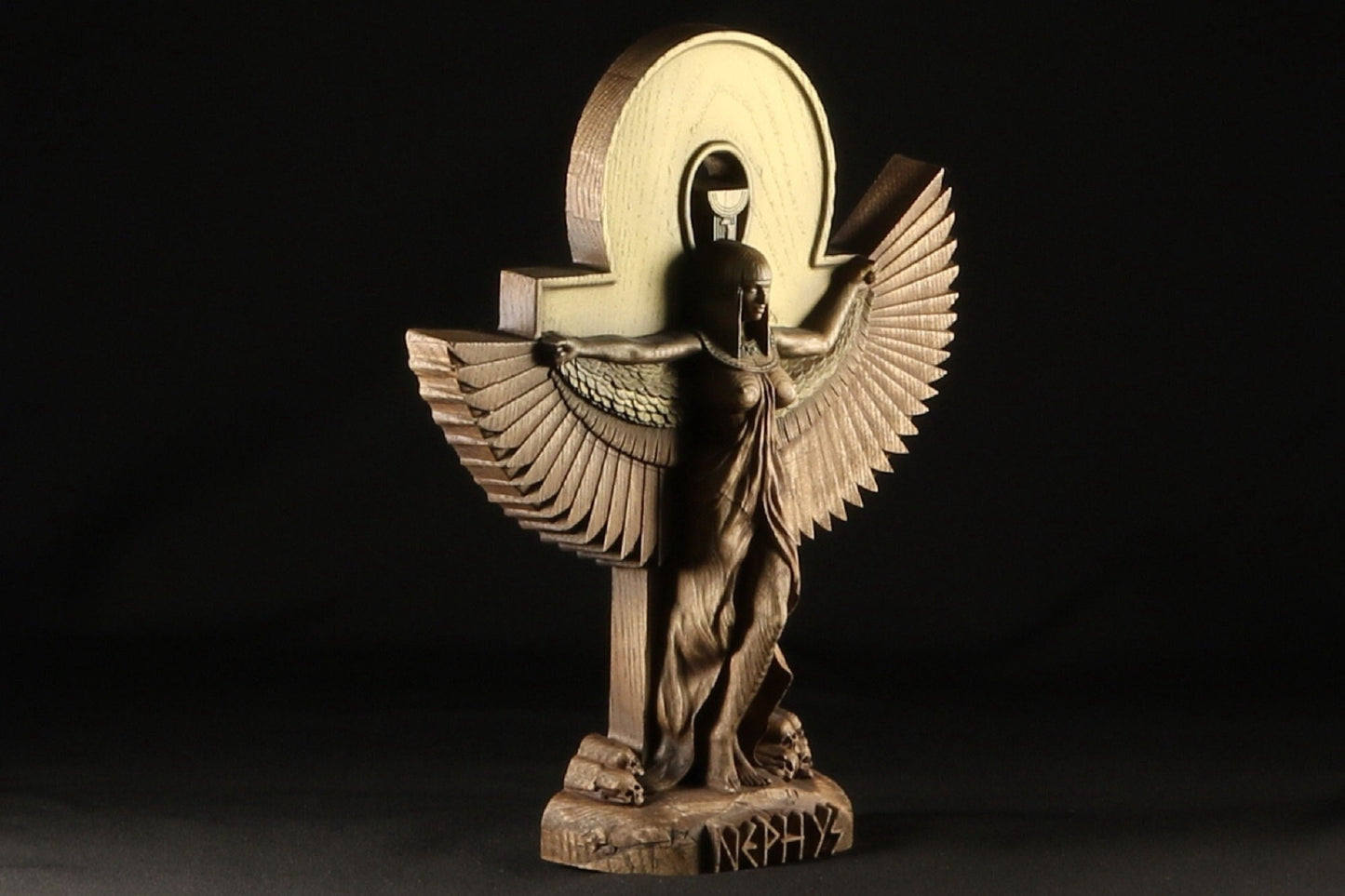 Nephthys, Egyptian goddess, wooden statue