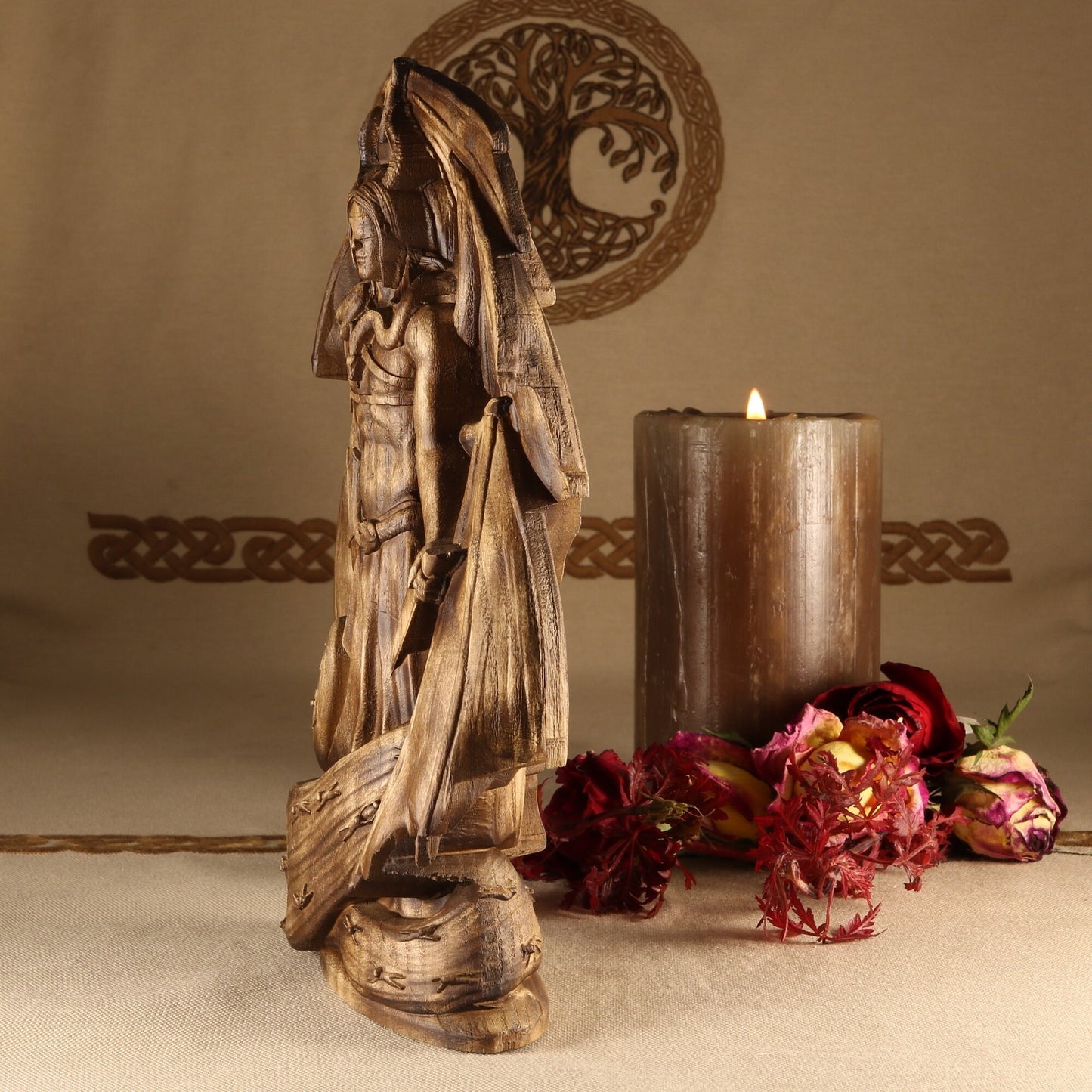Wooden Samael Statue - Satan Sculpture